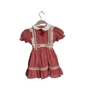 Vintage Sears Winnie The pooh gingham ruffle lace‎ dress size 4t